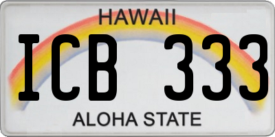 HI license plate ICB333