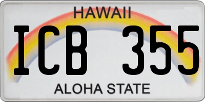 HI license plate ICB355