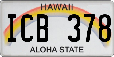 HI license plate ICB378