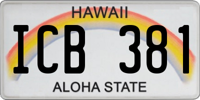 HI license plate ICB381
