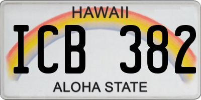HI license plate ICB382