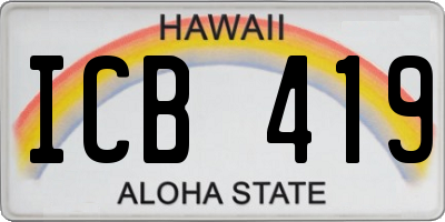 HI license plate ICB419