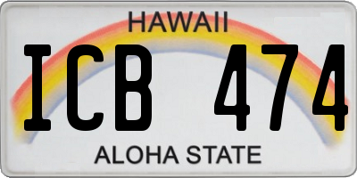 HI license plate ICB474
