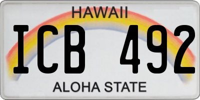 HI license plate ICB492