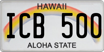 HI license plate ICB500