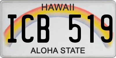 HI license plate ICB519