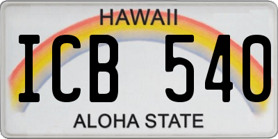 HI license plate ICB540