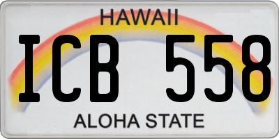 HI license plate ICB558