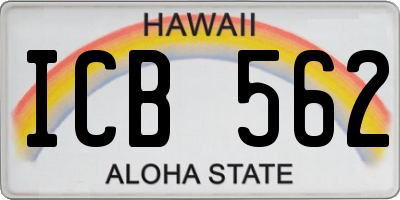 HI license plate ICB562
