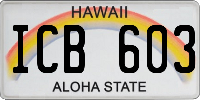 HI license plate ICB603