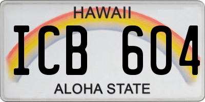 HI license plate ICB604