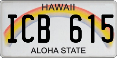HI license plate ICB615