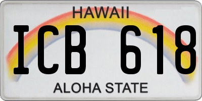 HI license plate ICB618