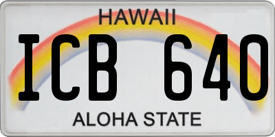 HI license plate ICB640