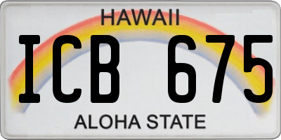 HI license plate ICB675