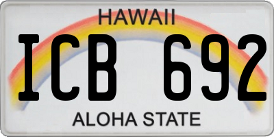 HI license plate ICB692