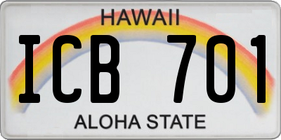 HI license plate ICB701