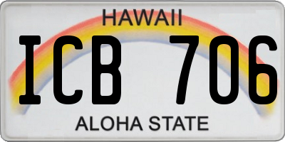 HI license plate ICB706
