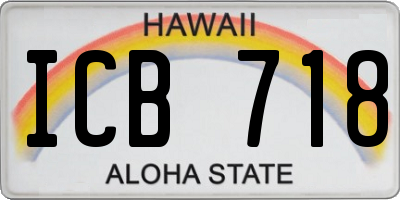 HI license plate ICB718