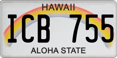 HI license plate ICB755