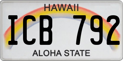HI license plate ICB792