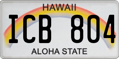 HI license plate ICB804
