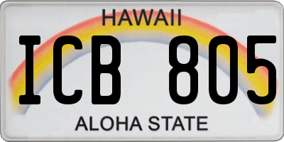 HI license plate ICB805
