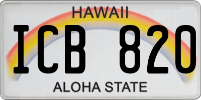 HI license plate ICB820