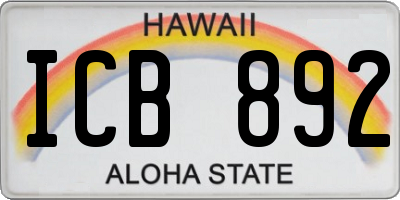 HI license plate ICB892