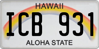 HI license plate ICB931