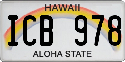 HI license plate ICB978