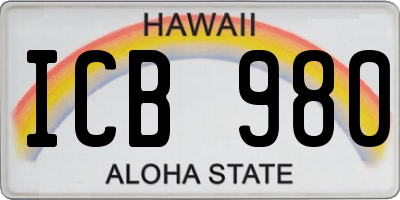 HI license plate ICB980
