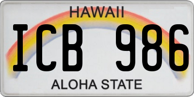 HI license plate ICB986