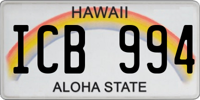 HI license plate ICB994