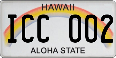 HI license plate ICC002