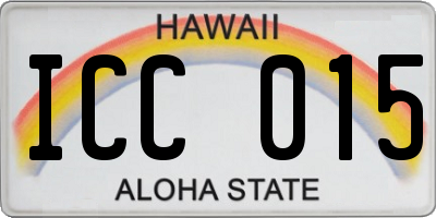 HI license plate ICC015