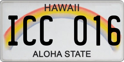 HI license plate ICC016