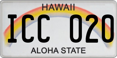 HI license plate ICC020