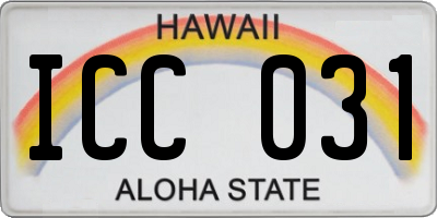 HI license plate ICC031