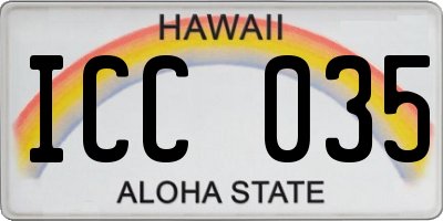 HI license plate ICC035