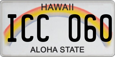 HI license plate ICC060