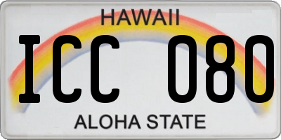 HI license plate ICC080