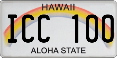 HI license plate ICC100