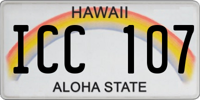 HI license plate ICC107