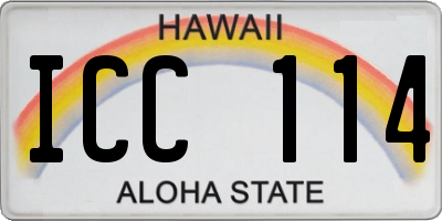 HI license plate ICC114