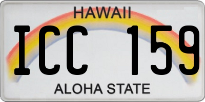 HI license plate ICC159