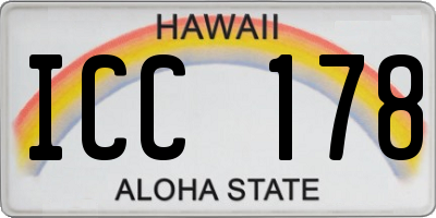 HI license plate ICC178