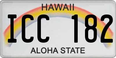 HI license plate ICC182