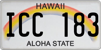HI license plate ICC183