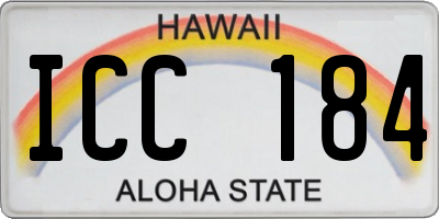 HI license plate ICC184